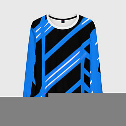 Свитшот мужской Black and white stripes on a blue background, цвет: 3D-белый