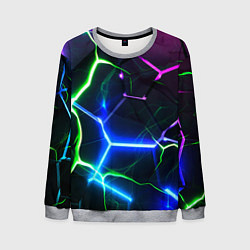Мужской свитшот Микс из разломленных плит и неоновое свечения