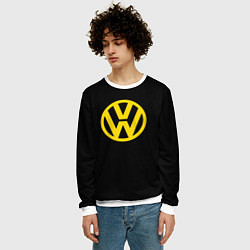 Свитшот мужской Volkswagen logo yellow, цвет: 3D-белый — фото 2