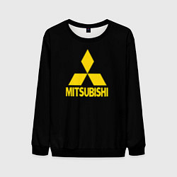 Свитшот мужской Mitsubishi logo yelow, цвет: 3D-черный