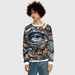 Свитшот мужской Стимпанк композиция с глазом - нейросеть, цвет: 3D-белый — фото 2