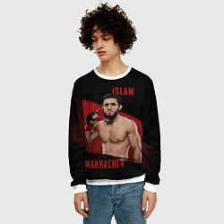 Свитшот мужской Боец Ислам Махачев, цвет: 3D-белый — фото 2