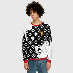 Свитшот мужской Bitcoin pattern binance, цвет: 3D-красный — фото 2