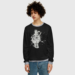 Свитшот мужской Глаза и дым, цвет: 3D-меланж — фото 2