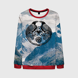 Свитшот мужской Вороны одина с символикой рог одина, цвет: 3D-красный