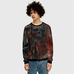 Свитшот мужской Текстура с черепами, цвет: 3D-черный — фото 2