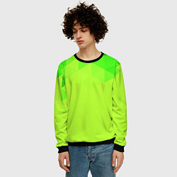 Свитшот мужской Кислотная геометрия лайм, цвет: 3D-черный — фото 2