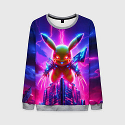 Мужской свитшот Neon horror - cyber Pikachu