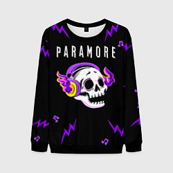 Свитшот мужской Paramore неоновый череп, цвет: 3D-черный