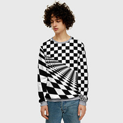 Свитшот мужской Шахматная психоделика иллюзия, цвет: 3D-меланж — фото 2