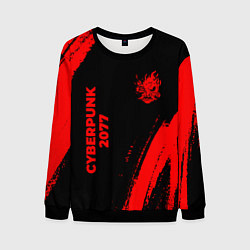 Свитшот мужской Cyberpunk 2077 - red gradient вертикально, цвет: 3D-черный