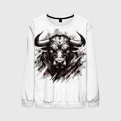 Мужской свитшот Гранж - портрет быка: голова