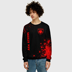 Свитшот мужской AEK Athens - red gradient вертикально, цвет: 3D-черный — фото 2