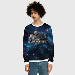 Свитшот мужской Warhammer 40000 space marine 2 ультрамарин в броне, цвет: 3D-белый — фото 2