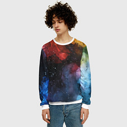 Свитшот мужской Акварельная цветная абстракция, цвет: 3D-белый — фото 2