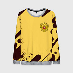 Свитшот мужской Герб РФ текстура ретро, цвет: 3D-меланж