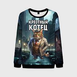 Мужской свитшот Крестный котец в большом городе