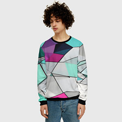 Свитшот мужской Яркая геометрическая абстракция, цвет: 3D-черный — фото 2