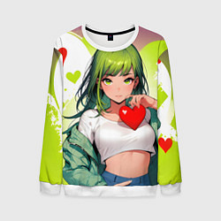 Свитшот мужской Аниме сердечки, цвет: 3D-белый