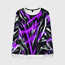 Свитшот мужской Фиолетовая энергетическая абстракция, цвет: 3D-белый