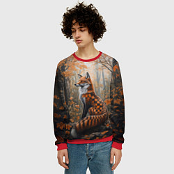 Свитшот мужской Клетчатый лис, цвет: 3D-красный — фото 2