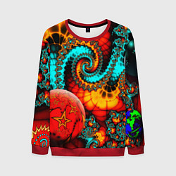 Свитшот мужской Фрактальный узор из фигур, цвет: 3D-красный