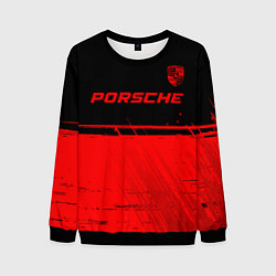 Свитшот мужской Porsche - red gradient посередине, цвет: 3D-черный