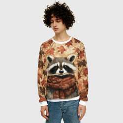 Свитшот мужской Енот в шарфе, цвет: 3D-белый — фото 2