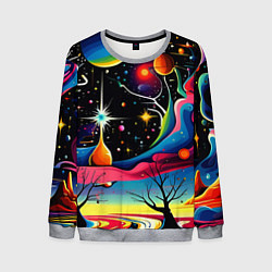 Свитшот мужской Необычная планета и космос в стиле Сальвадор Дали, цвет: 3D-меланж