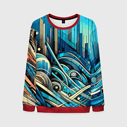 Свитшот мужской Абстрактный урбанистический пейзаж - нейроарт, цвет: 3D-красный