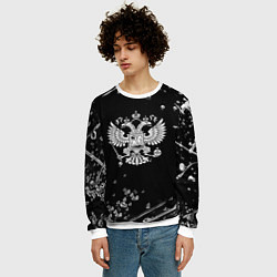 Свитшот мужской Герб РФ черно белые краски, цвет: 3D-белый — фото 2
