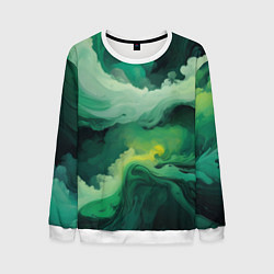 Свитшот мужской Изумрудные волны, цвет: 3D-белый