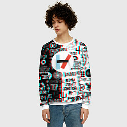 Свитшот мужской Twenty one pilots glitch pattern, цвет: 3D-белый — фото 2