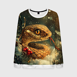 Мужской свитшот Новогодняя змея у елки