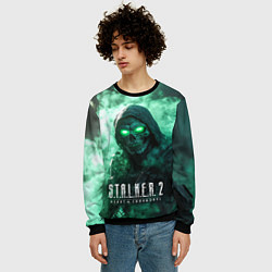Свитшот мужской Stalker 2 череп с зелеными глазами, цвет: 3D-черный — фото 2