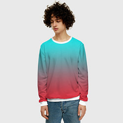 Свитшот мужской Абстрактно неоновый градиент, цвет: 3D-белый — фото 2