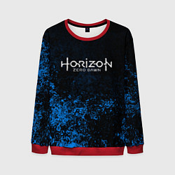 Мужской свитшот Horizon: Zero Dawn синие брызги красок