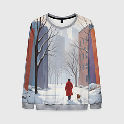 Свитшот мужской Прогулка зима, цвет: 3D-меланж