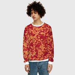 Свитшот мужской Абстрактная текстура - красно-оранжевая рябь, цвет: 3D-белый — фото 2