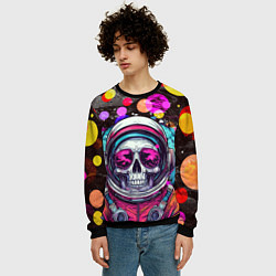 Свитшот мужской Космонавт скелет в космосе, цвет: 3D-черный — фото 2