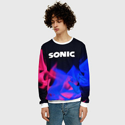 Свитшот мужской Sonic neon flame, цвет: 3D-белый — фото 2