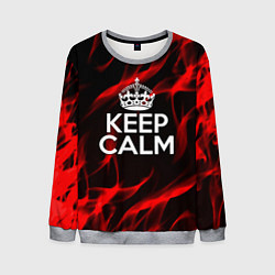 Свитшот мужской Keep calm flame red, цвет: 3D-меланж