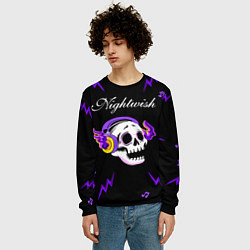 Свитшот мужской Nightwish неоновый череп, цвет: 3D-черный — фото 2