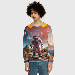 Свитшот мужской Праздничный космонавт, цвет: 3D-меланж — фото 2