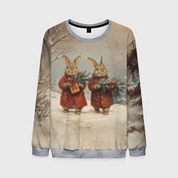 Мужской свитшот Зайцы с новогодними подарками