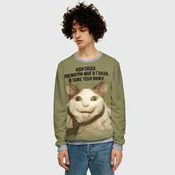 Свитшот мужской Мемный кот бу испугался, цвет: 3D-меланж — фото 2