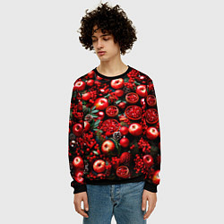 Свитшот мужской Рождественские ягоды и фрукты, цвет: 3D-черный — фото 2