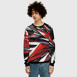 Свитшот мужской Чёрно-красно-белая абстракция, цвет: 3D-черный — фото 2