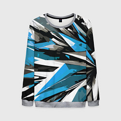 Свитшот мужской Чёрно-сине-белая абстракция, цвет: 3D-меланж