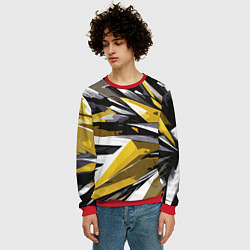 Свитшот мужской Чёрно-жёлто-белая абстракция, цвет: 3D-красный — фото 2